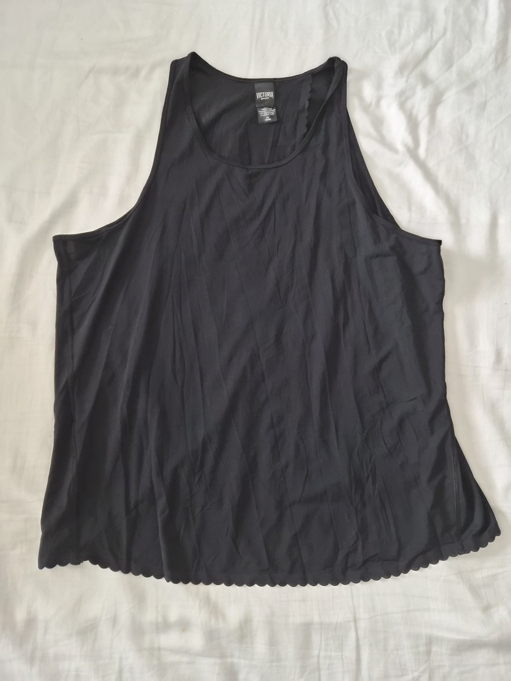 Victoria's Secret Black Scoop Scalloped Hem Tank Top